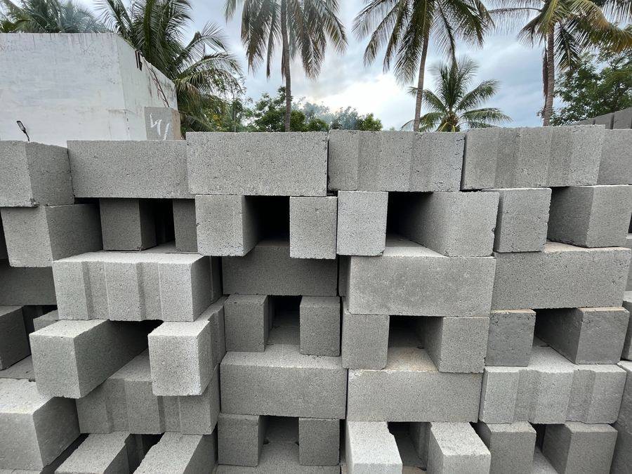 Hollow blocks stacked ready for dispatch